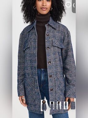 Rodebjer Navy Plaid Trench-Style Coat